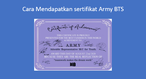 Cara Mendapatkan sertifikat Army BTS