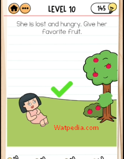 Brain Test 2 Bad Luck Betty Level 10 She is lost and hungry. Give her favorite fruit