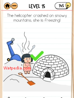 Brain Test 2 Bad Luck Betty Level 15 The helicopter crashed on snowy mountains, she is freezing!