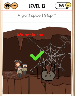 Brain Test 2 Captain Mary Level 13 A giant spider stop it!