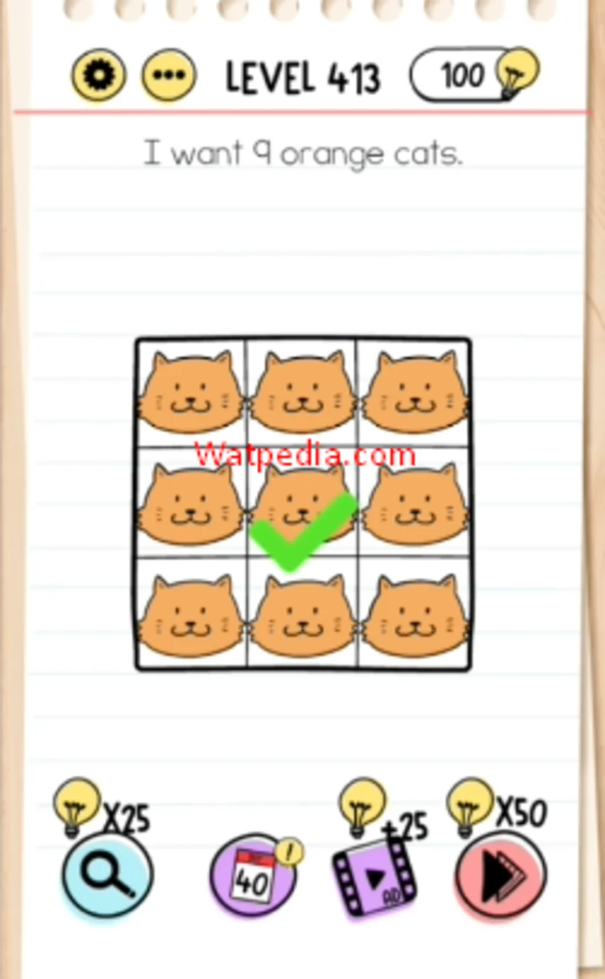 Brain Test Level 413  I want 9 orange cats