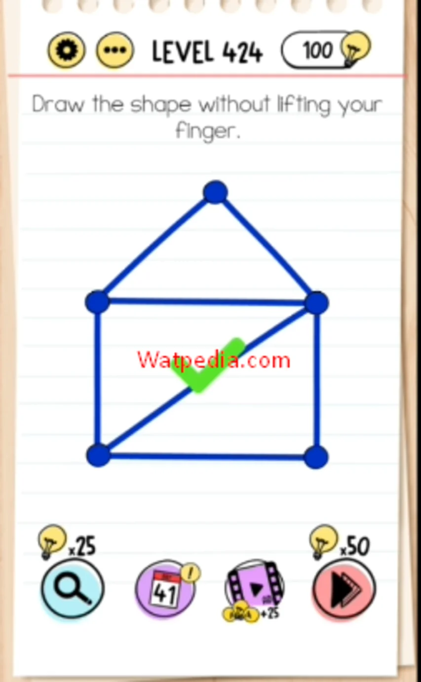 Brain Test Level 424  draw shape without lifting your finger