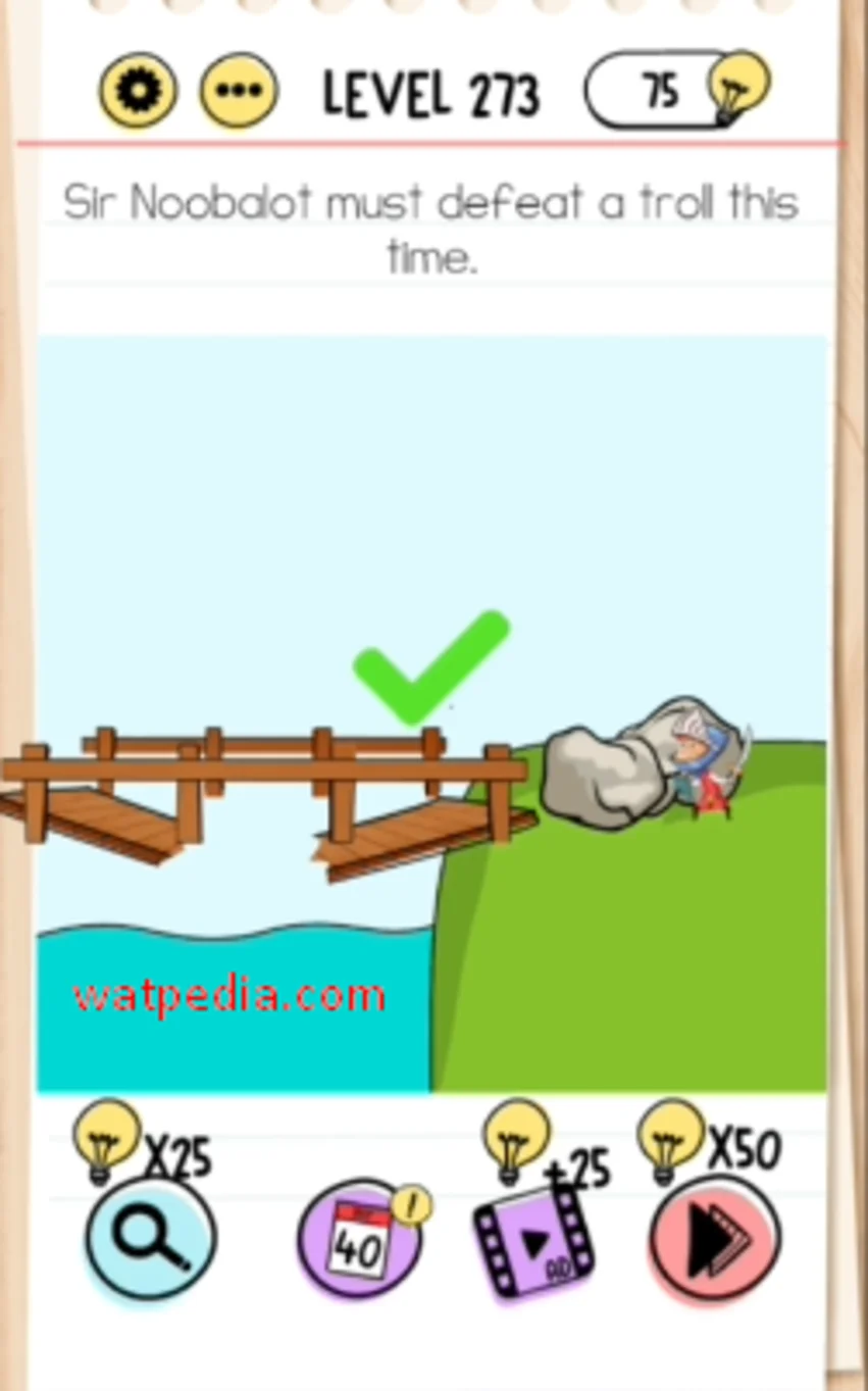 Brain Test Level 273  Sir Noobalot must defeat a troll this time