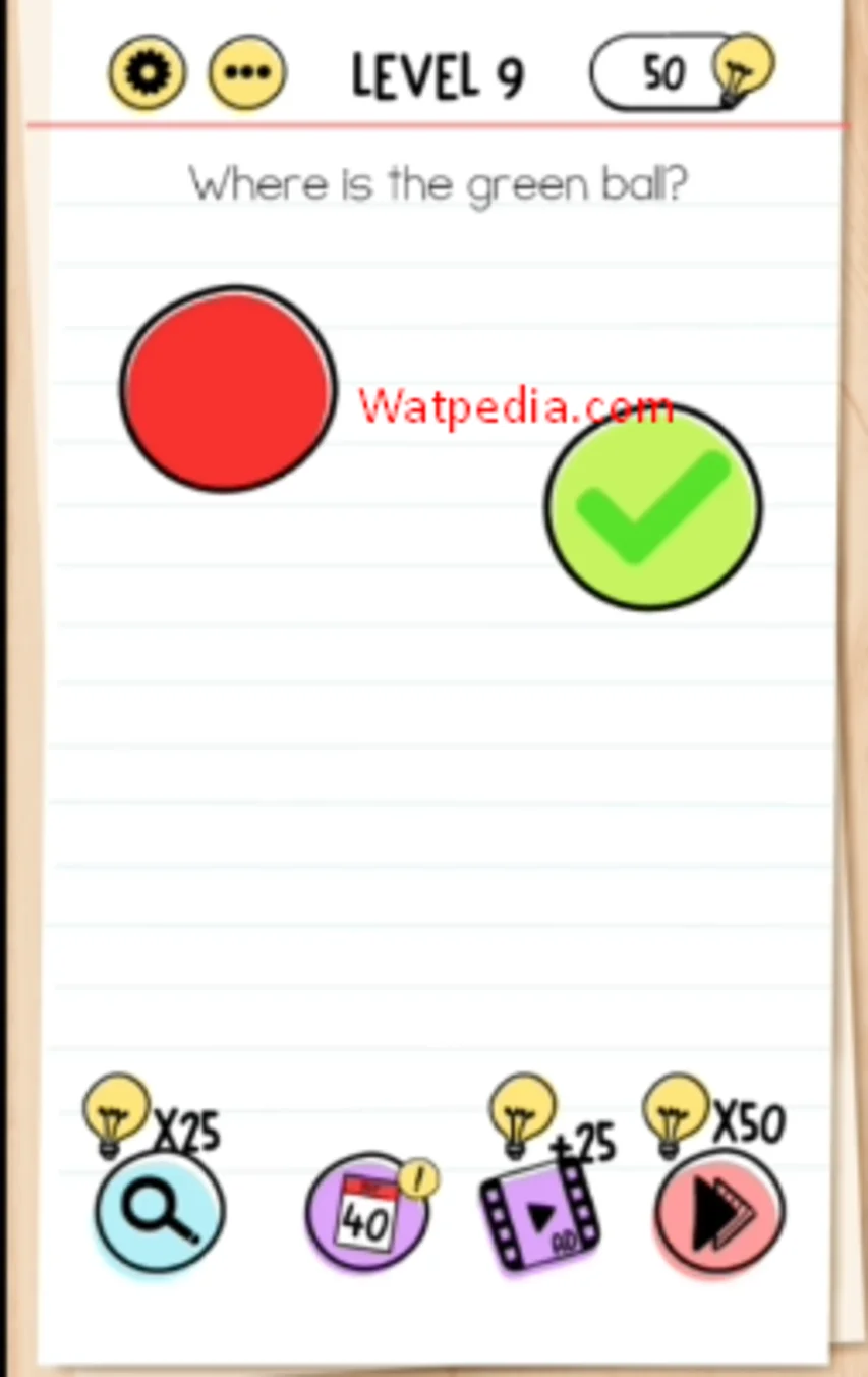 Brain Test Level 9 Where is the green ball