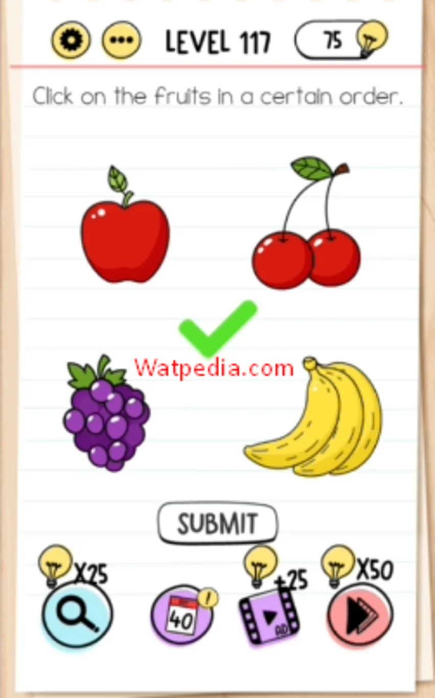 Brain Test Level 117 Click on the fruits in a certain order