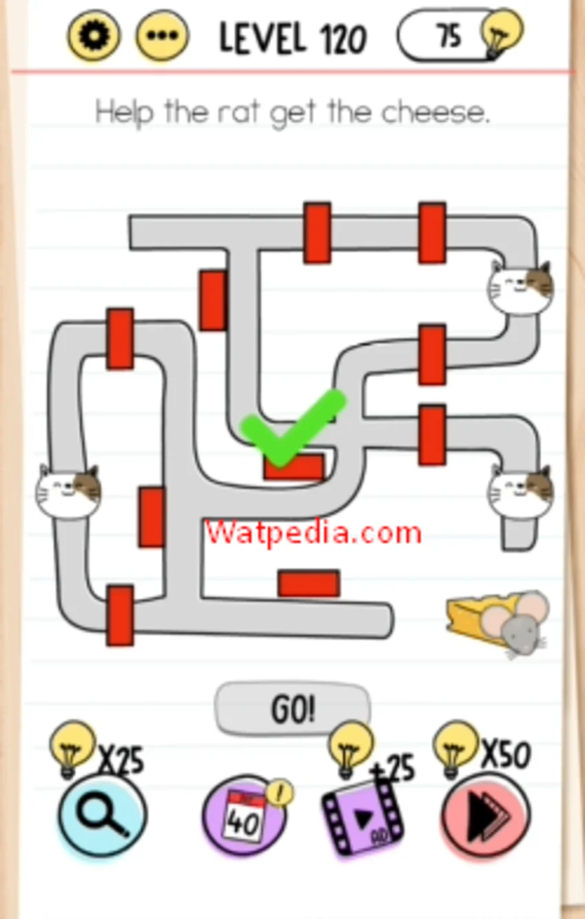 Brain Test Level 120 Help the rat get the cheese