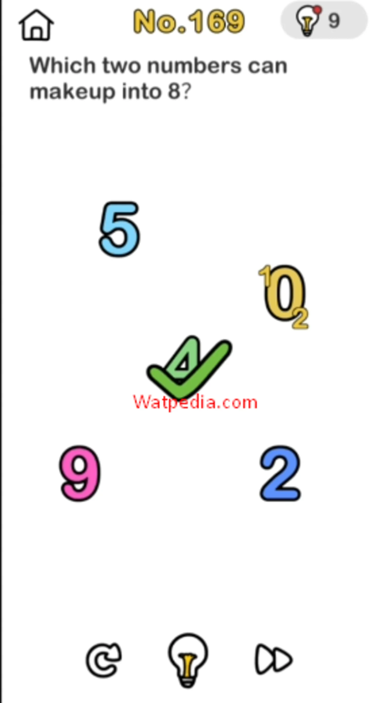 BRAIN OUT Level 169 WHICH TWO NUMBERS CAN MAKE UP INTO 8
