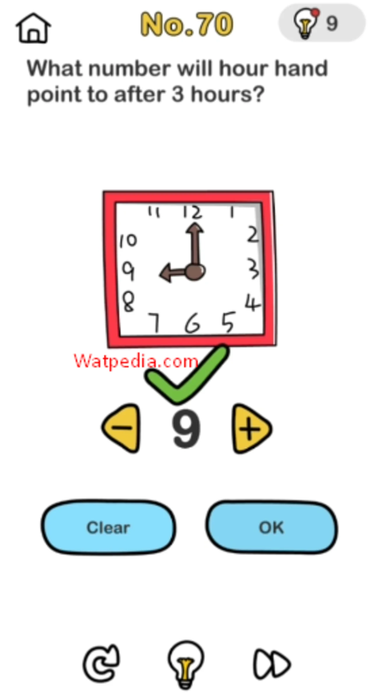 BRAIN OUT Level 70 WHAT NUMBER WILL HOUR HAND POINT TO AFTER 3 HOURS ️ ️ ️