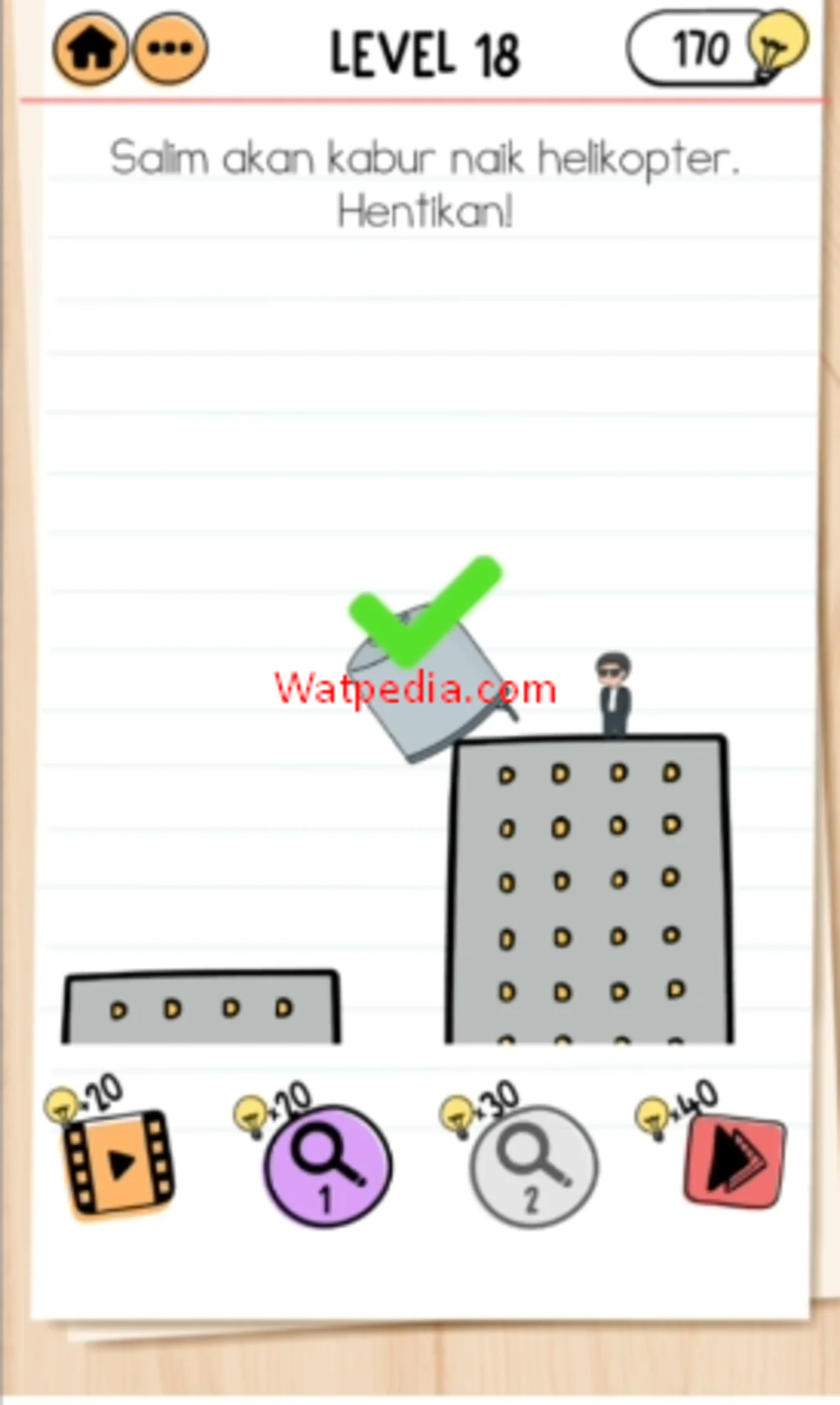 Brain Test 2 Agen Sam Level 18 Salim akan kabur naik helikopter Hentikan!