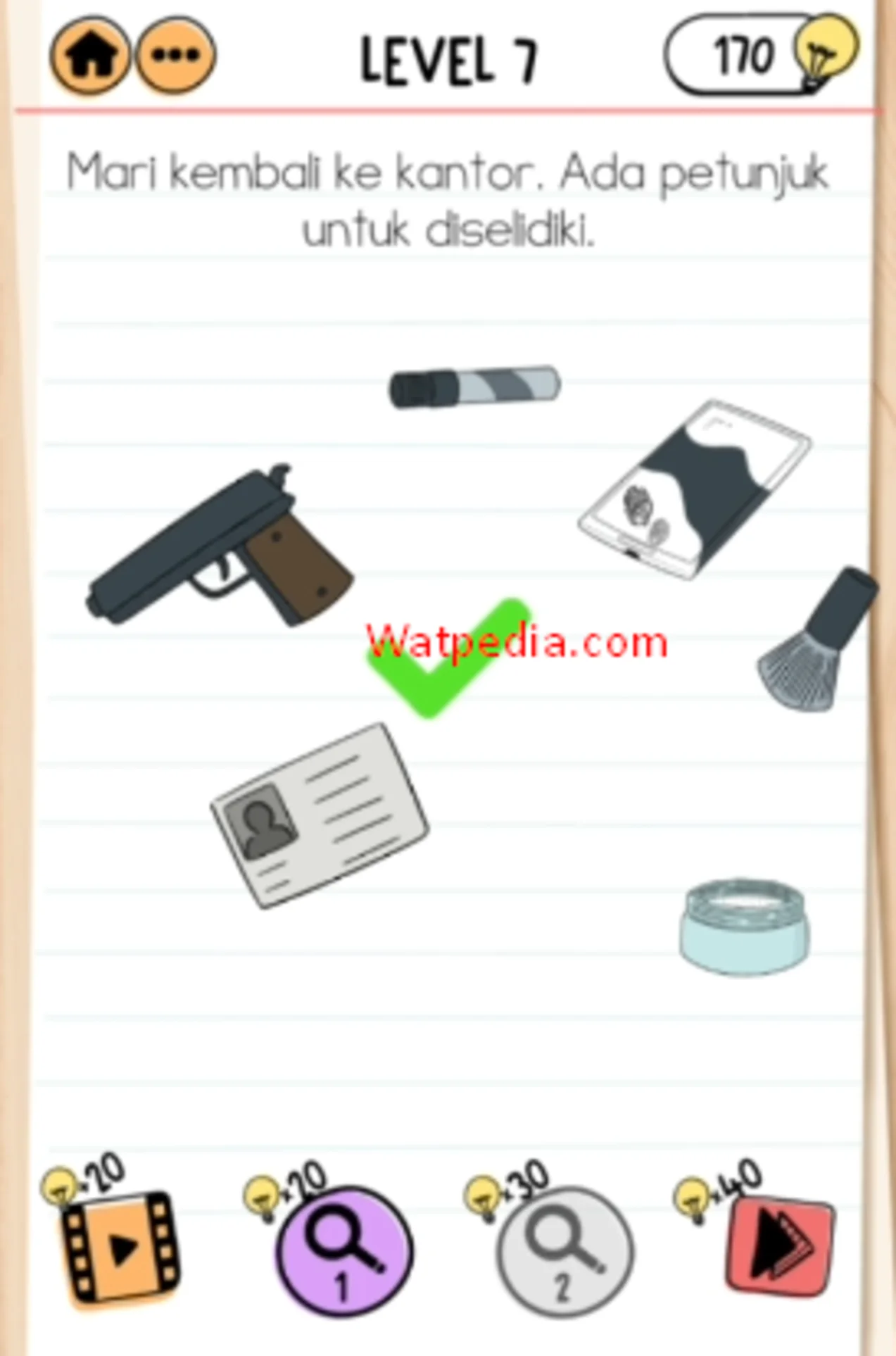 Brain Test 2 Agen Sam Level 7 Mari kembali ke kantor, Ada petunjuk untuk diselidiki